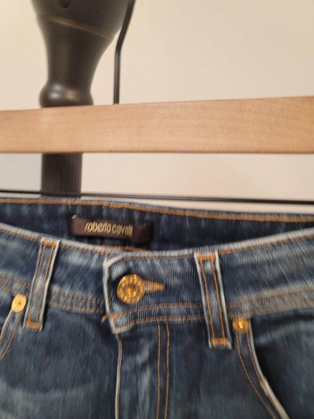 Roberto Cavalli Jeans Womens Slim Blue Stretch Denim Logo Pocket Sz 40 - Picture 3 of 9